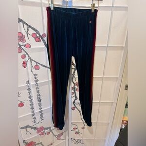 Aviator nation 5 stripe rainbow velvet velour sweats sweatpants teal turquoise